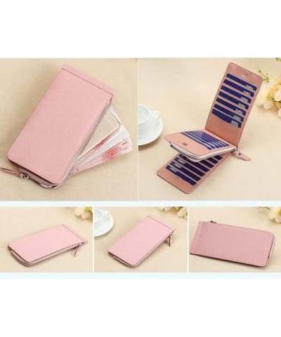 Multifunctional Long Wallet 26 Cards Slots Women Zipper Pocket Leather Credit Card Holder Bifold Wallet (Rose Red) Purple $11...