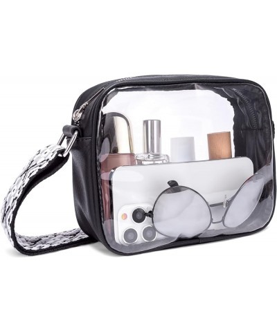 Crossbody Bags for Women, Vegan Leather Shoulder Handbags 2024，Purses for Women with Adjustable Wide Strap Clear-black $13.20...