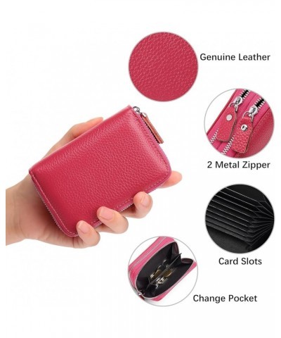 Small Women's Wallet Rfid Blocking Credit Card Holder for Women Genuine Leather Blue A02 Hot Pink $10.19 Wallets