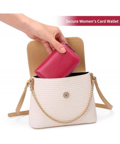 Small Women's Wallet Rfid Blocking Credit Card Holder for Women Genuine Leather Blue A02 Hot Pink $10.19 Wallets