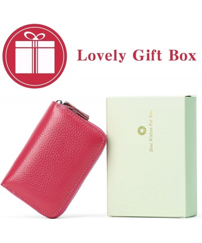 Small Women's Wallet Rfid Blocking Credit Card Holder for Women Genuine Leather Blue A02 Hot Pink $10.19 Wallets