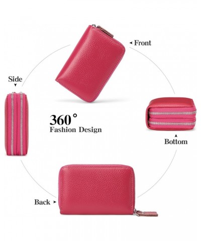 Small Women's Wallet Rfid Blocking Credit Card Holder for Women Genuine Leather Blue A02 Hot Pink $10.19 Wallets