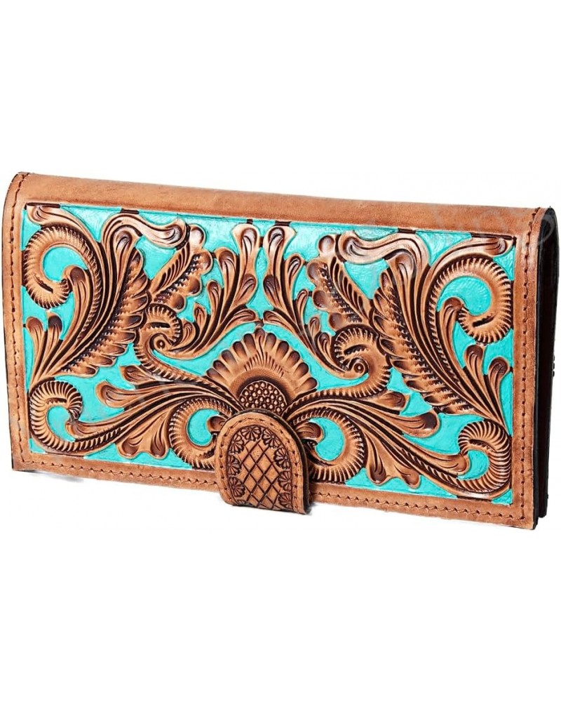 ADBGZ402A Wallet Hand Tooled Genuine Leather Women Bag Western Handbag Purse $42.56 Handbags