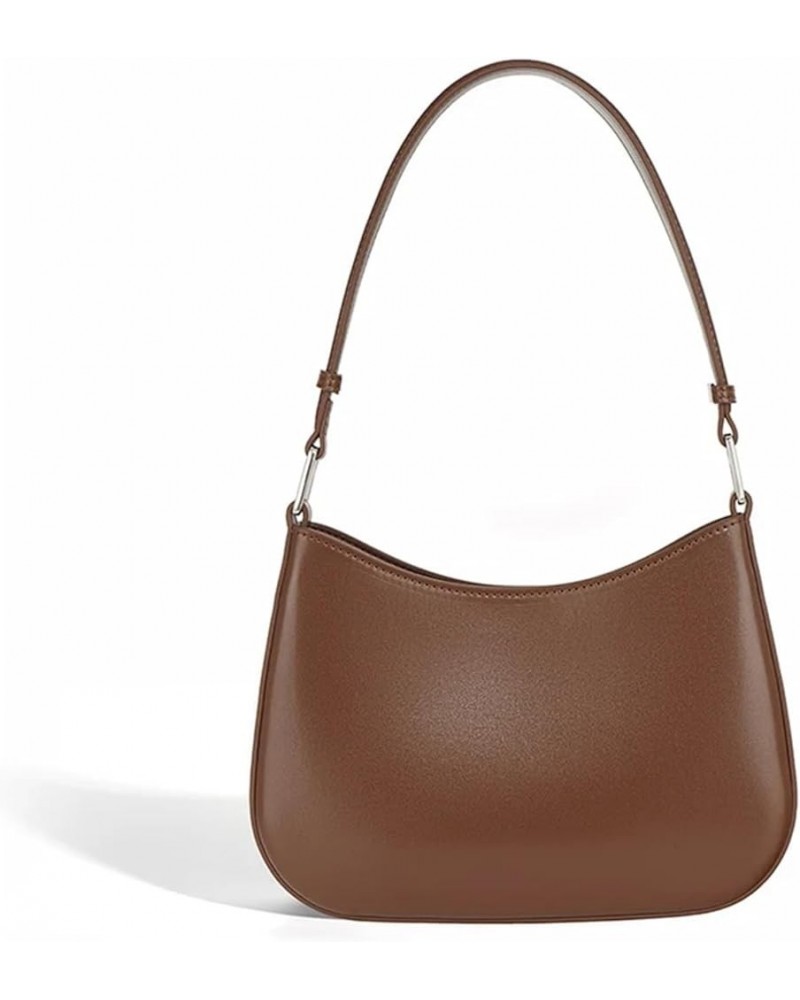 Women's Light Underarm Bag Lady Fashion Split Cowhide Leather Armpit Shoulder Bag Women Handbag Chocolate $41.17 Shoulder Bags