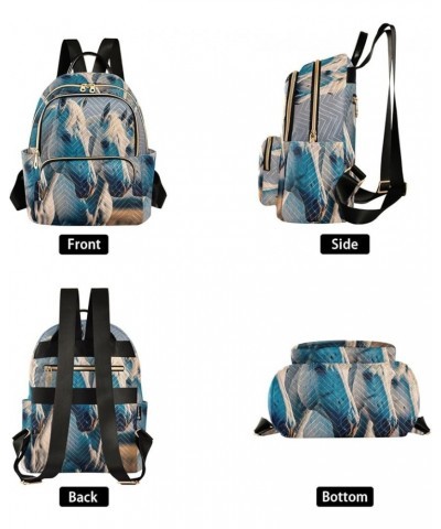 Small Fashion Backpack for Women Four White Horse Print Ladies Travel Daypack Aesthetic Shoulder Bag 10.2×5.1×12.5 IN $16.95 ...