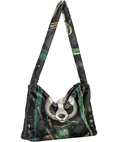 Fighting White Bear Warrior Ladies Shoulder Handbags, Plush Handbag, Womens Outdoor Bag Panda Eating Bamboo in a Green Bag $1...