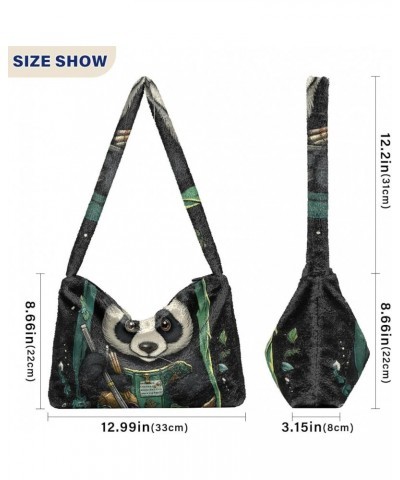 Fighting White Bear Warrior Ladies Shoulder Handbags, Plush Handbag, Womens Outdoor Bag Panda Eating Bamboo in a Green Bag $1...