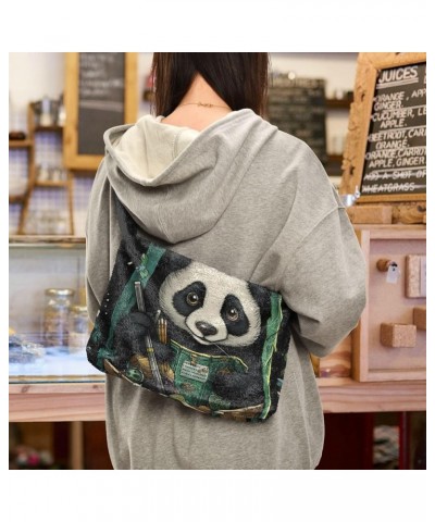 Fighting White Bear Warrior Ladies Shoulder Handbags, Plush Handbag, Womens Outdoor Bag Panda Eating Bamboo in a Green Bag $1...