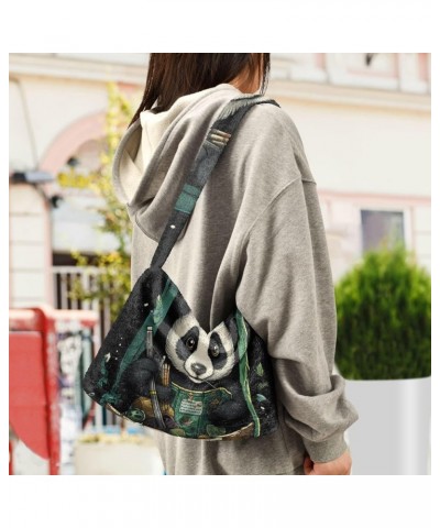 Fighting White Bear Warrior Ladies Shoulder Handbags, Plush Handbag, Womens Outdoor Bag Panda Eating Bamboo in a Green Bag $1...