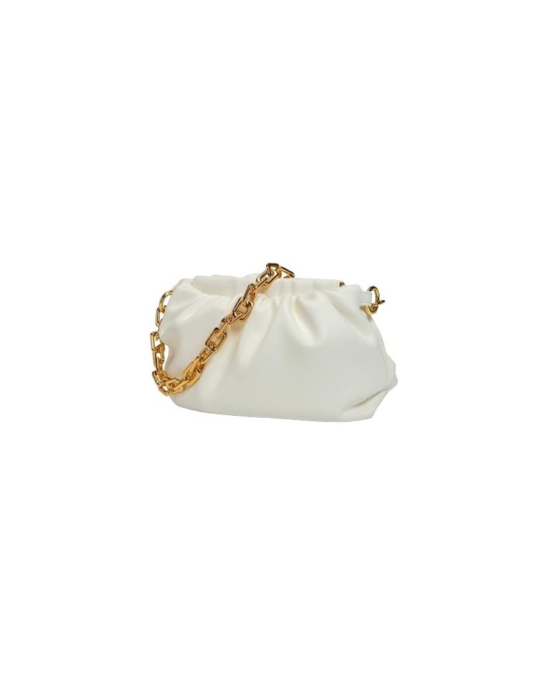 Retro Women'S Dumpling Messenger Bag, Chain Fashion Clouds Women'S Messenger Shoulder Bag, Suitable For Dating Party White $1...