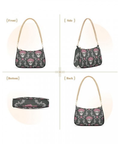 Shoulder Bag Damask Skull Flower Women Clutch Handbag Shoulder Purch Date Chain Bag Tote Bag Spring Holiday Birthday Gift for...