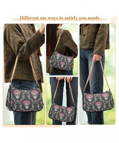 Shoulder Bag Damask Skull Flower Women Clutch Handbag Shoulder Purch Date Chain Bag Tote Bag Spring Holiday Birthday Gift for...