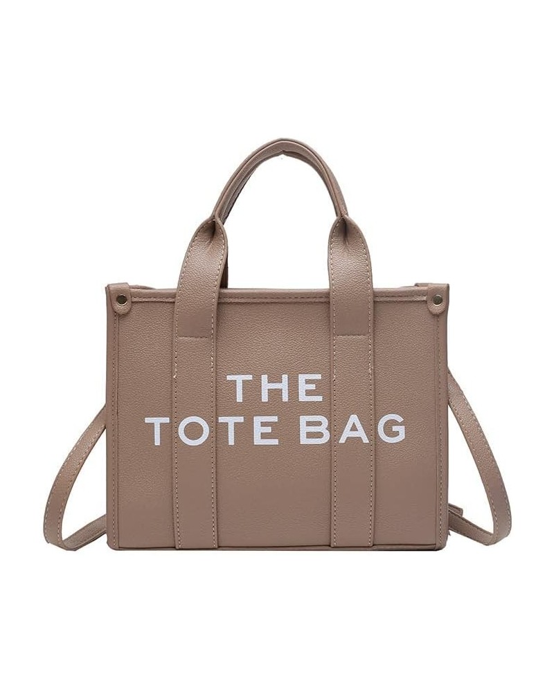 The Tote Bag for Women Dupes Mini Leather Tote Bag Small Purse Personalized Crossbody Handbags Khaki $15.98 Totes