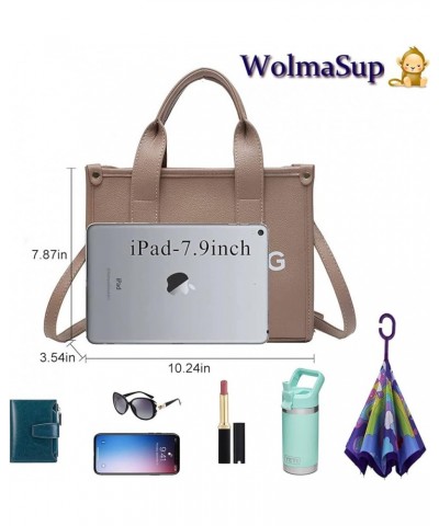 The Tote Bag for Women Dupes Mini Leather Tote Bag Small Purse Personalized Crossbody Handbags Khaki $15.98 Totes