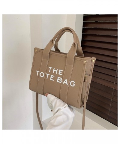 The Tote Bag for Women Dupes Mini Leather Tote Bag Small Purse Personalized Crossbody Handbags Khaki $15.98 Totes