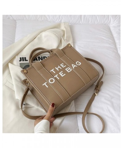 The Tote Bag for Women Dupes Mini Leather Tote Bag Small Purse Personalized Crossbody Handbags Khaki $15.98 Totes