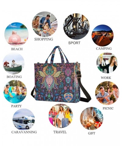 Tribal Lotus Paisley Corduroy Satchel Tote Bag for Women Weekender Travel Beach Shopping Multi05 $16.22 Totes