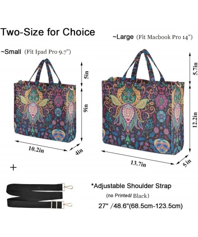 Tribal Lotus Paisley Corduroy Satchel Tote Bag for Women Weekender Travel Beach Shopping Multi05 $16.22 Totes