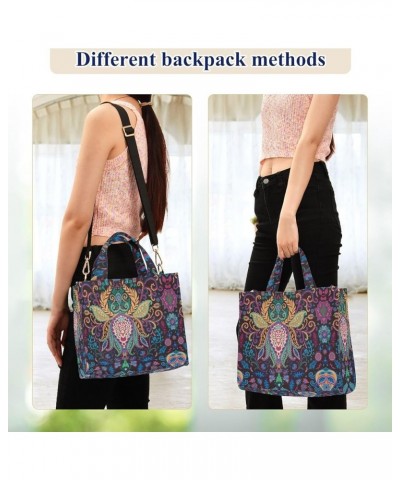 Tribal Lotus Paisley Corduroy Satchel Tote Bag for Women Weekender Travel Beach Shopping Multi05 $16.22 Totes