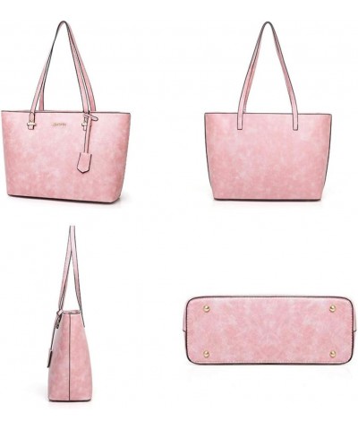 Handbag Set for Women 5 Pack Tote Purse Handbags Set PU Leather Satchel Bag Pink $17.15 Satchels