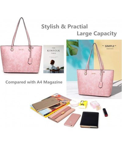 Handbag Set for Women 5 Pack Tote Purse Handbags Set PU Leather Satchel Bag Pink $17.15 Satchels