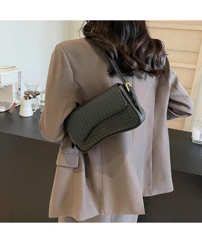 Woven Hobo Bags Women PU Shoulder Bag Crossbody Bag Retro Satchels Tote Handbag Clutch Purse Work Travel Bag 2024 Black $26.3...