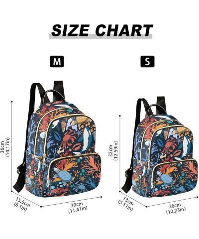 Ocean Women Backpack Summer Turtle Crab Lobster Coral Anti-Theft Travel Backpack with Luggage Belt Lightweight Handbag Lady P...