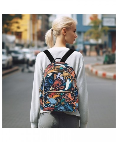 Ocean Women Backpack Summer Turtle Crab Lobster Coral Anti-Theft Travel Backpack with Luggage Belt Lightweight Handbag Lady P...