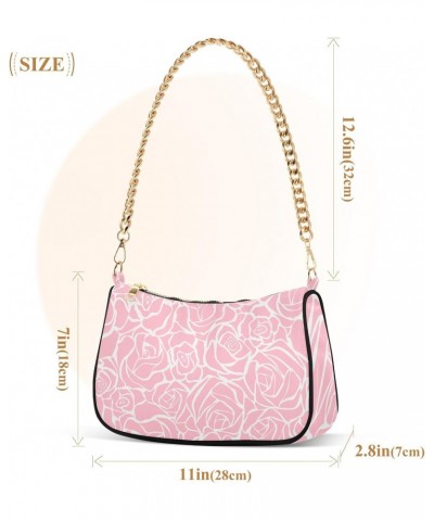 Small Chain Shoulder Bag for Women Romantic Pink Rose Hobo Handbags Tote Clutch Bag Ladies Crossbody Bag Purse with Zipper $1...