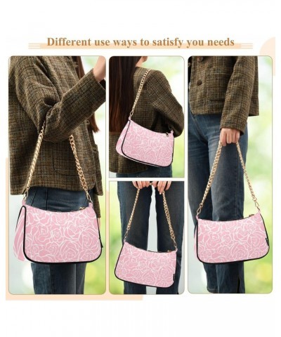 Small Chain Shoulder Bag for Women Romantic Pink Rose Hobo Handbags Tote Clutch Bag Ladies Crossbody Bag Purse with Zipper $1...