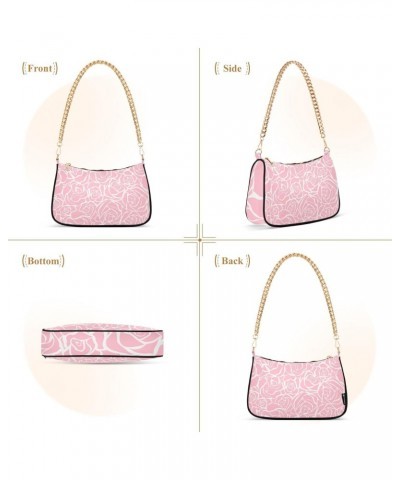 Small Chain Shoulder Bag for Women Romantic Pink Rose Hobo Handbags Tote Clutch Bag Ladies Crossbody Bag Purse with Zipper $1...