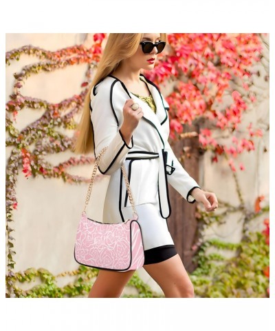 Small Chain Shoulder Bag for Women Romantic Pink Rose Hobo Handbags Tote Clutch Bag Ladies Crossbody Bag Purse with Zipper $1...