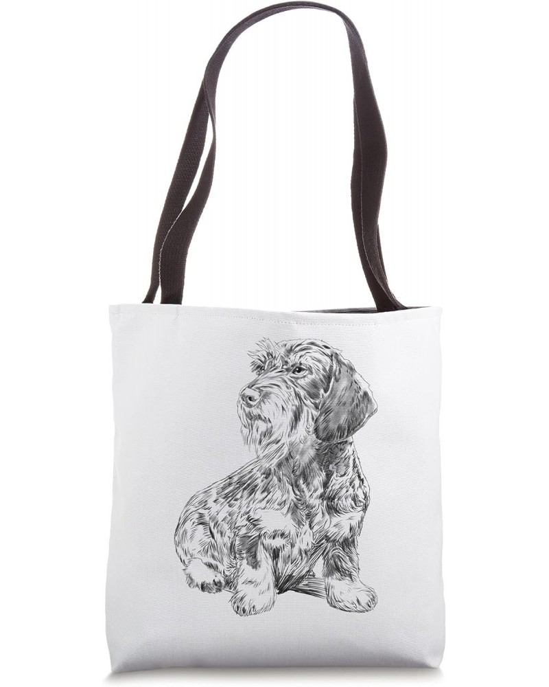 Sitting Dog Wirehaired Dachshund Tote Bag $10.79 Totes