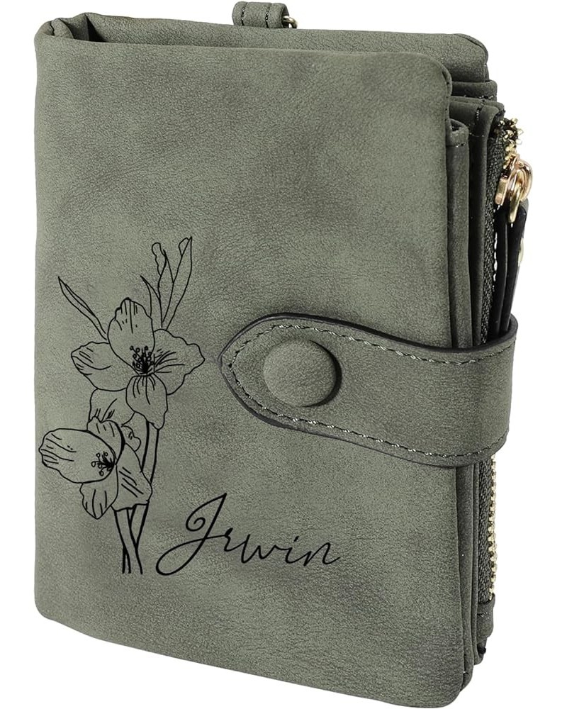 Personalized Birth Flower Wallet Custom Name Leather Wallet Card Holder Purse Customized Mothers Day Christmas Birthday Gift ...