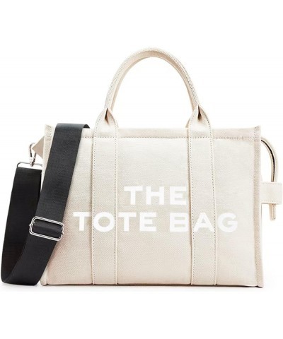 The Tote Bags for Women The Tote Bag Dupe Canvas Trendy Handbag Tote Purse with Zipper Canvas Crossbody Bag Cream-large $10.3...