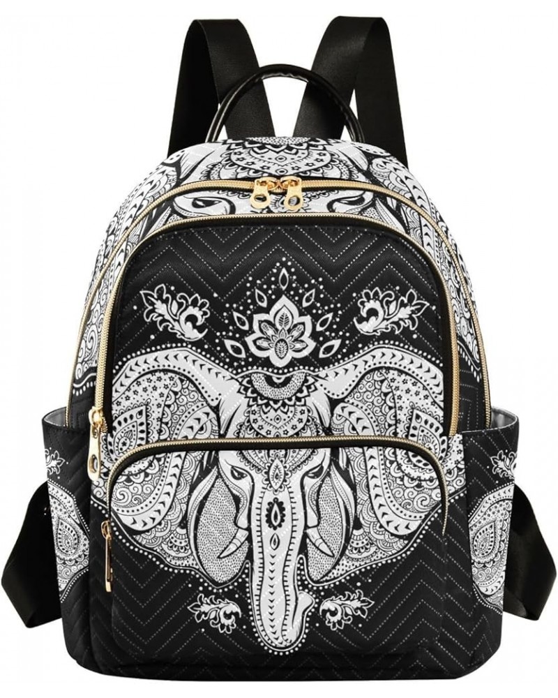 Small Backpack for Women Travel Bag Ethnic Elephant Lotus African Tribal Daypack Purse Fashion Shoulder Bag Rucksack Small B9...