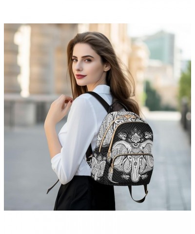 Small Backpack for Women Travel Bag Ethnic Elephant Lotus African Tribal Daypack Purse Fashion Shoulder Bag Rucksack Small B9...