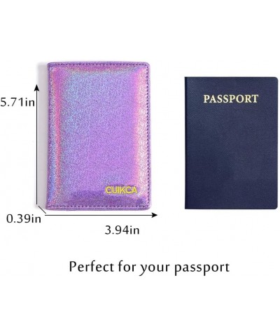 PU Leather Credit Card Holder Purple Laser Wallet RFID Blocking Bifold Wallet Coin Transparent Purse for Women and Girls $8.2...