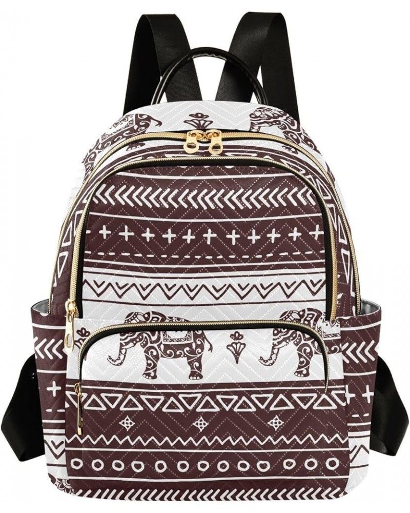 Retro Ethnic Elephant Mini Backpack Purse for Women, Inidan Travel Backpack Fashion Backpack Handbag Shoulder Bag Small Casua...