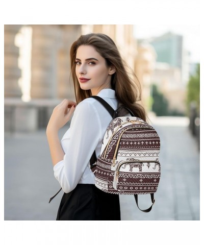 Retro Ethnic Elephant Mini Backpack Purse for Women, Inidan Travel Backpack Fashion Backpack Handbag Shoulder Bag Small Casua...