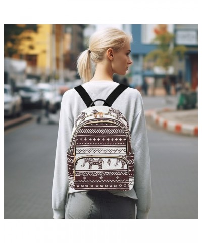 Retro Ethnic Elephant Mini Backpack Purse for Women, Inidan Travel Backpack Fashion Backpack Handbag Shoulder Bag Small Casua...