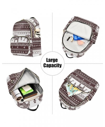 Retro Ethnic Elephant Mini Backpack Purse for Women, Inidan Travel Backpack Fashion Backpack Handbag Shoulder Bag Small Casua...