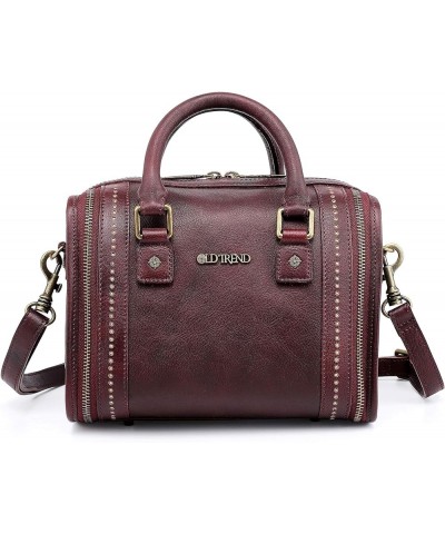 Genuine Leather Mini Trunk Crossbody Bag Rusty Red $88.69 Crossbody Bags