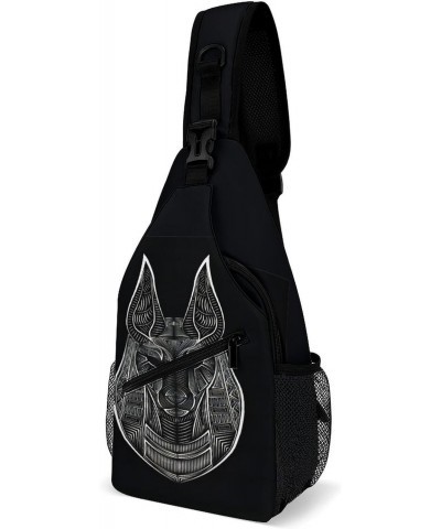 Egyptian Anubis Black And White Ancient Dog Breeds Sling Bags Men And Women Shoulder Backpack Chest Bag Cross Body Chest Slin...