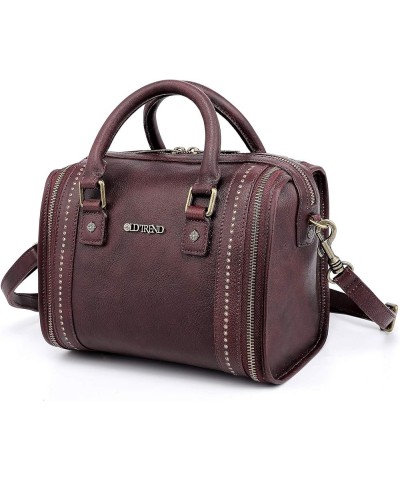 Genuine Leather Mini Trunk Crossbody Bag Rusty Red $88.69 Crossbody Bags