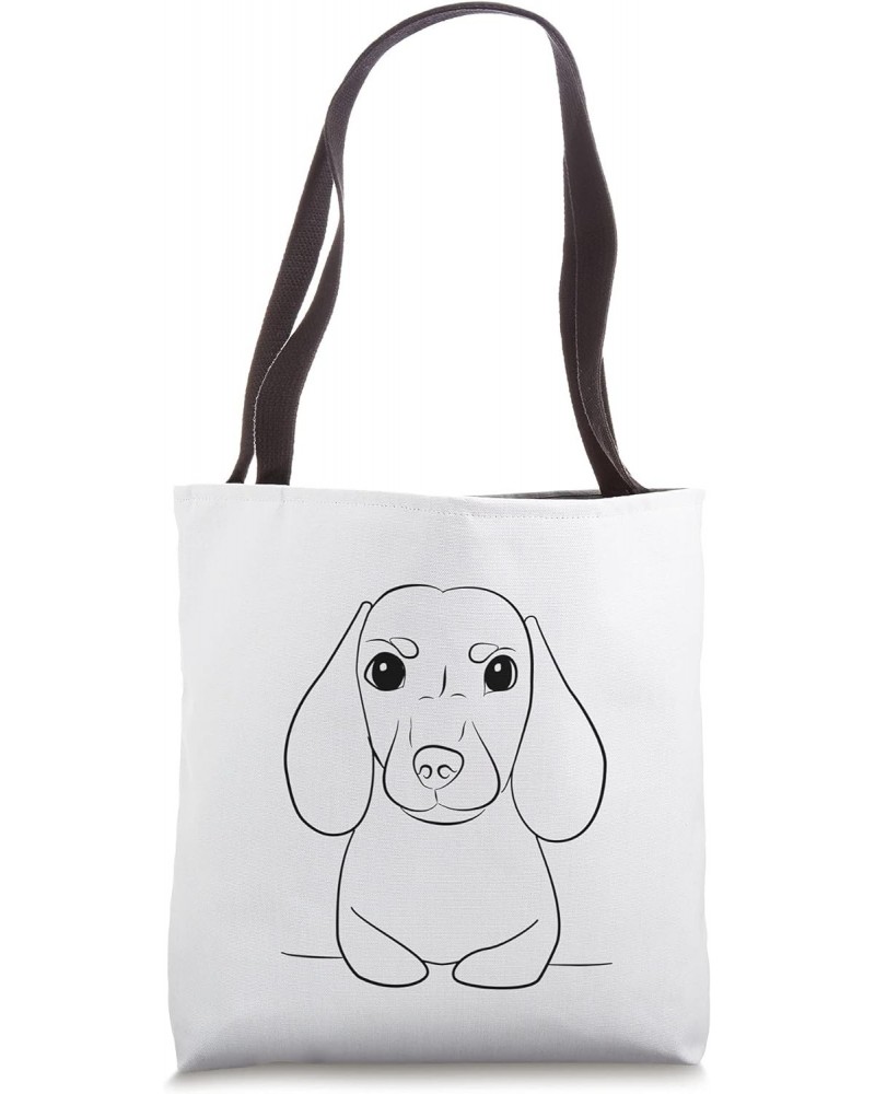 Dachshund Paw Tuck Line Drawing Cute Wiener Dog Tote Bag $9.49 Totes