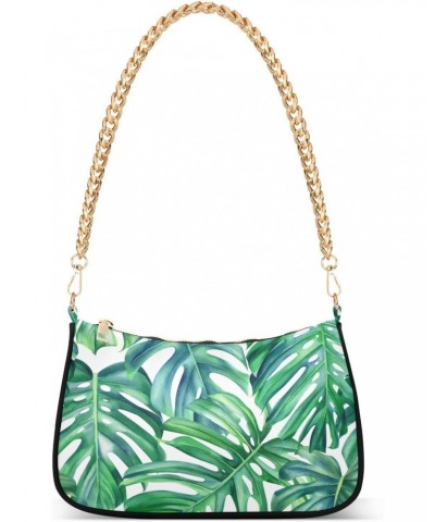 Floral Shoulder Bag Tropical Palm Leaves Hawaii Women Clutch Handbag Shoulder Purch Boho Bag Date Chain Bag Tote Bag Spring H...