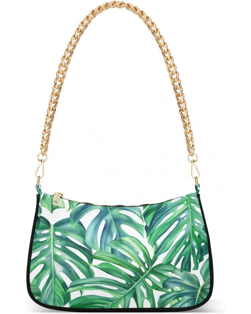 Floral Shoulder Bag Tropical Palm Leaves Hawaii Women Clutch Handbag Shoulder Purch Boho Bag Date Chain Bag Tote Bag Spring H...