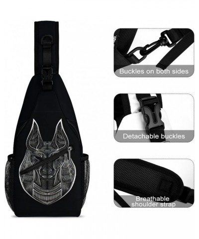 Egyptian Anubis Black And White Ancient Dog Breeds Sling Bags Men And Women Shoulder Backpack Chest Bag Cross Body Chest Slin...