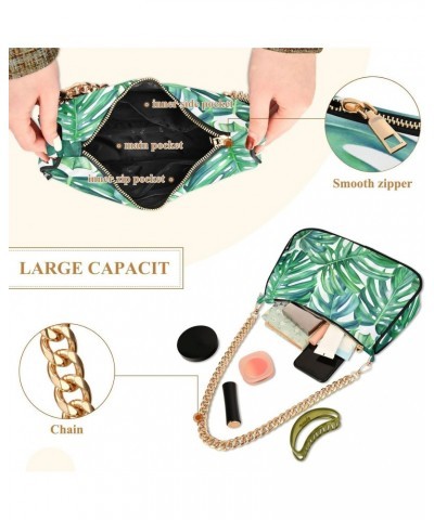 Floral Shoulder Bag Tropical Palm Leaves Hawaii Women Clutch Handbag Shoulder Purch Boho Bag Date Chain Bag Tote Bag Spring H...